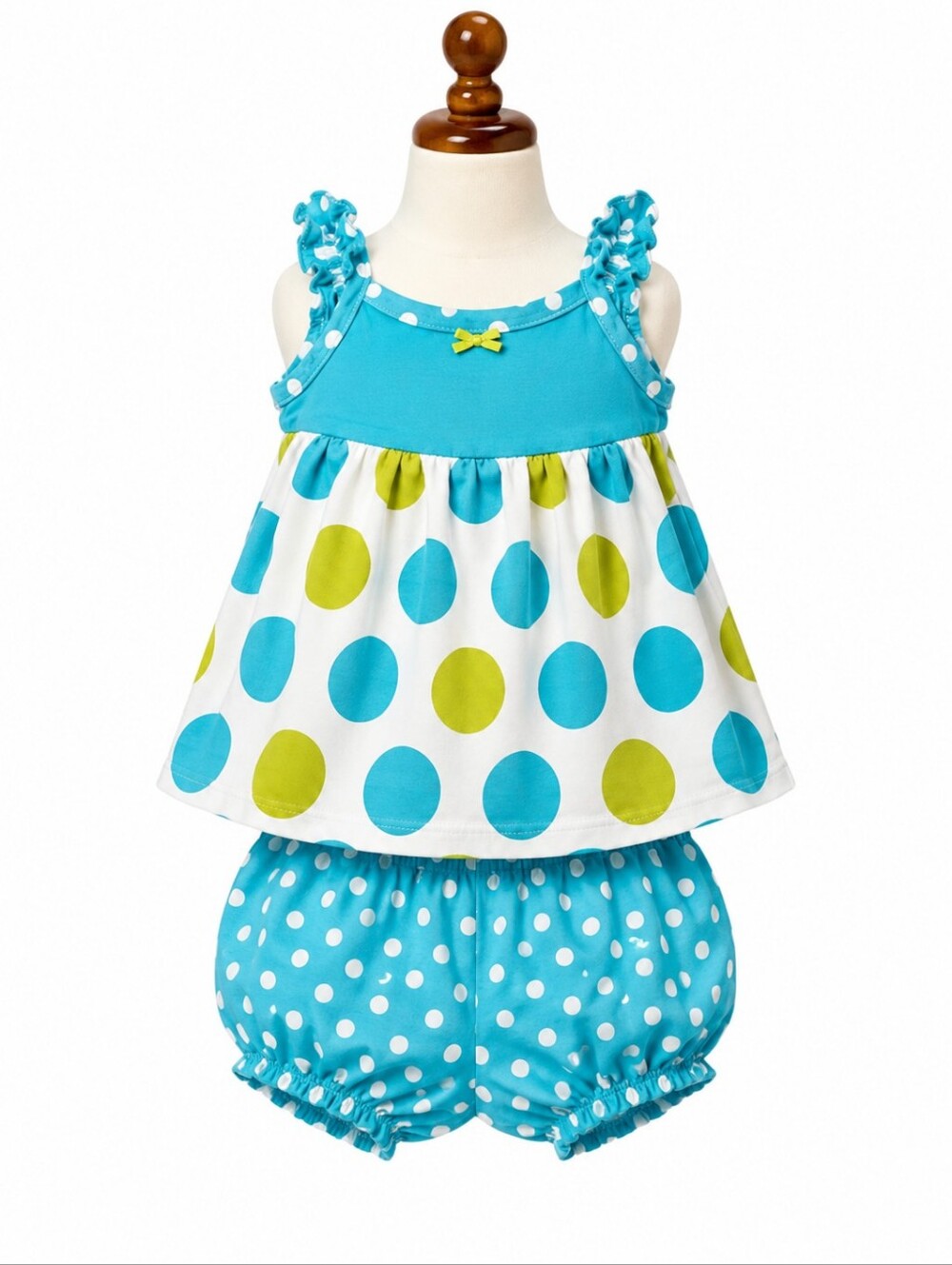Gerber | Baby Girl Polka Dot Top & Bloomers Set – Aqua Summer Outfit